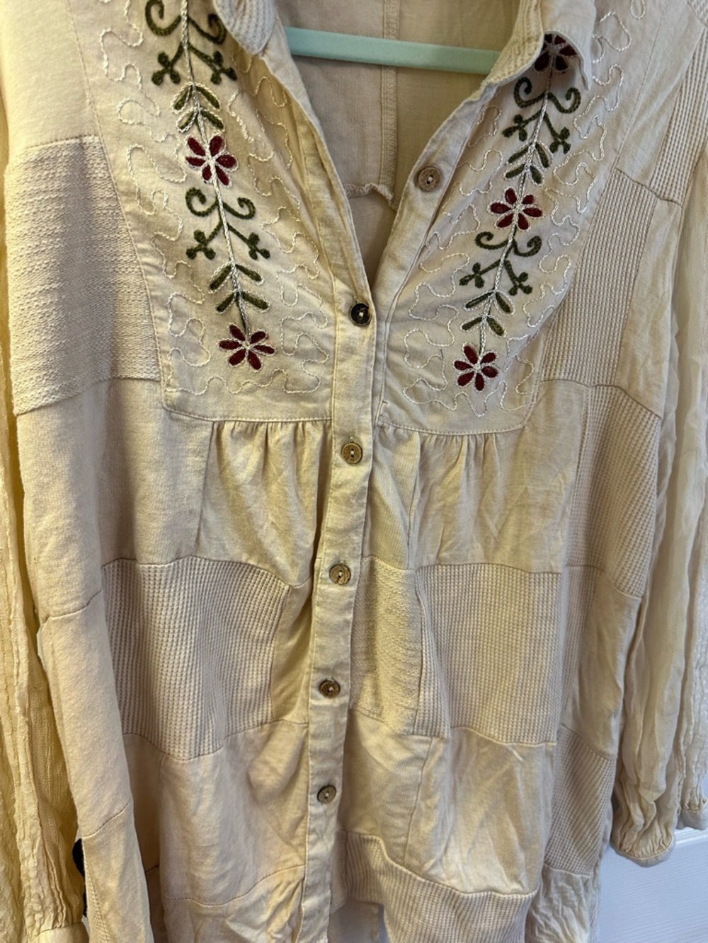 Ivory Embroidered Button-Front Women's Top - Picture 5 of 5